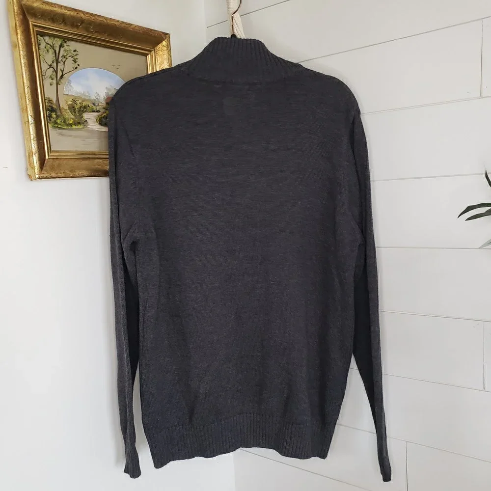 U.S. Polo Assn. Charcoal Gray Big Horse Quarter Zip Sweater Medium